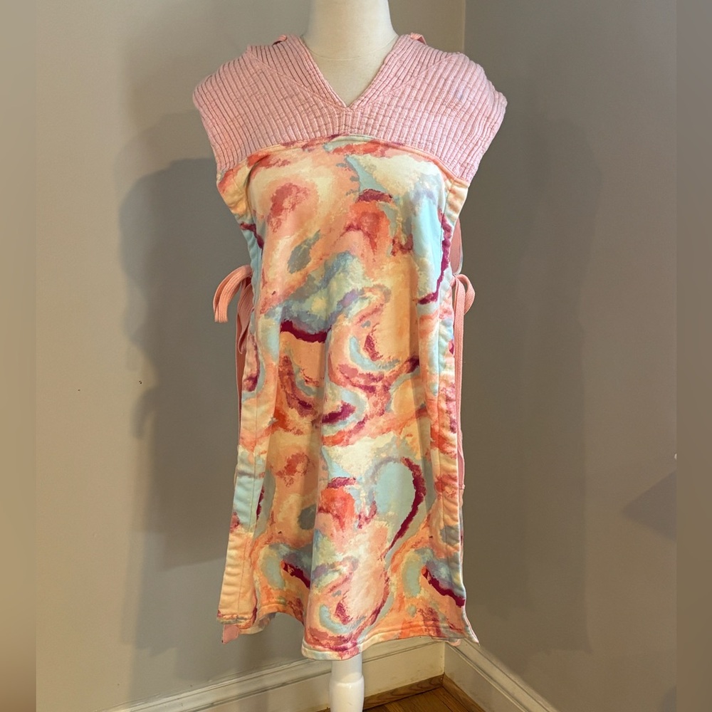 FP Movement by Free People All That printed hooded tie on tunic top XS